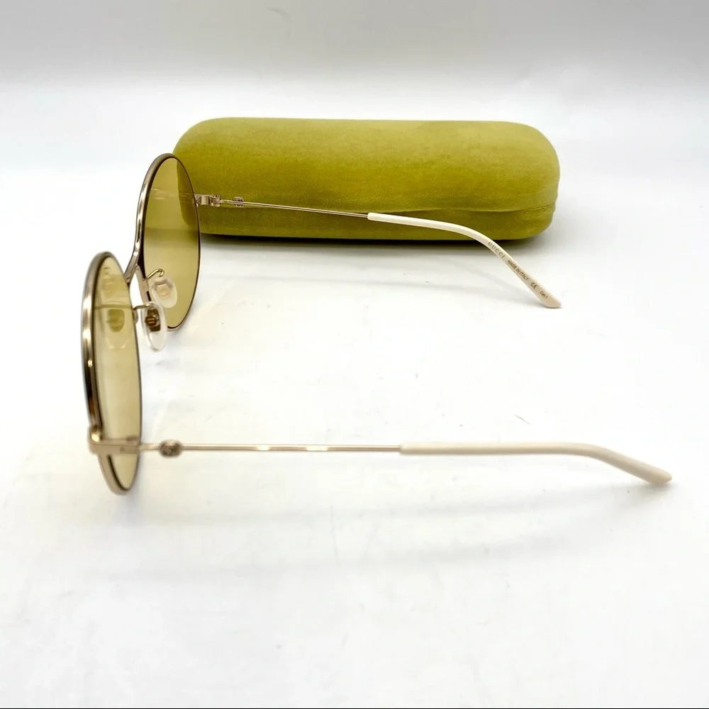 Gucci Round Blue and Red Metal Sunglasses with Yellow Lenses